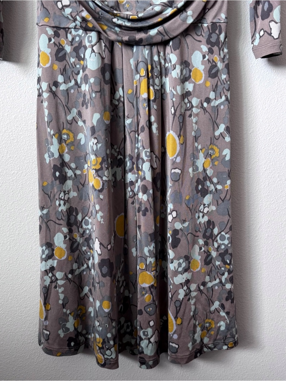 Boden Limited Edition Taupe Floral Midi Dress with Yellow & Light Blue Accents - Picture 3 of 10